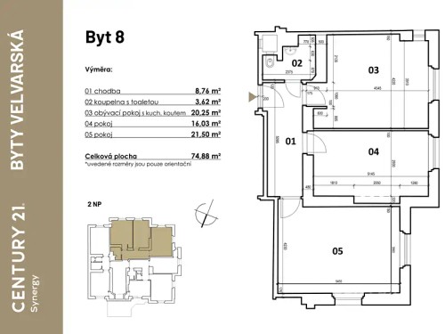 Prodej bytu 3+kk 75 m²
