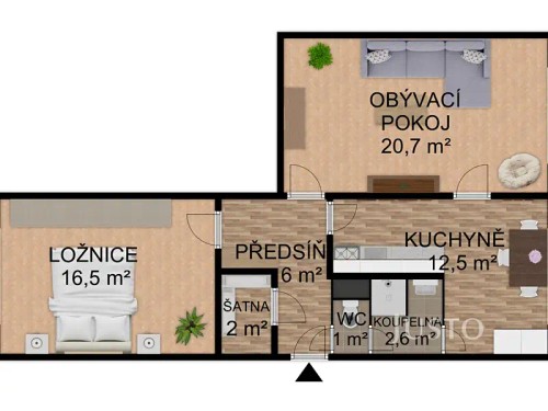 Prodaný byt 2+1 61 m²