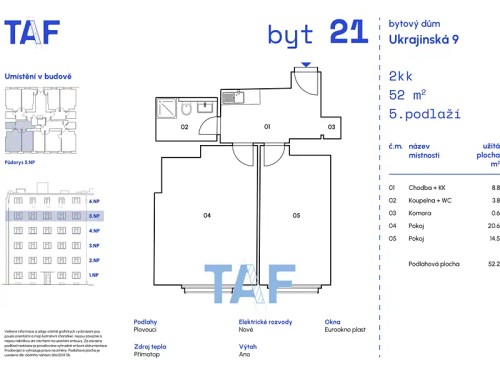 Prodaný byt 2+kk 52 m²