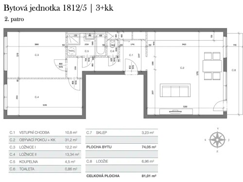 Prodaný  byt 3+kk 81 m²