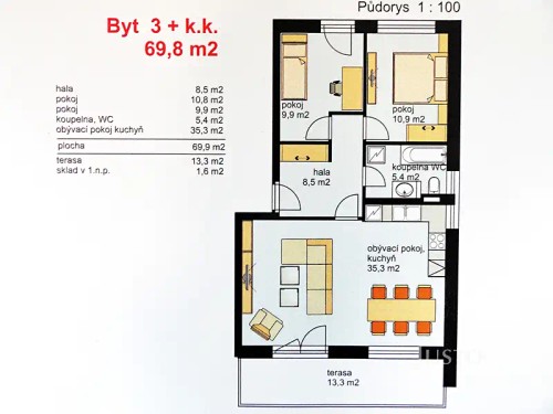 Prodaný byt 3+kk 84 m²