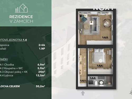 Prodej bytu 2+kk 50 m²