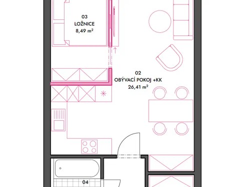 Prodaný byt 1+kk 55 m²