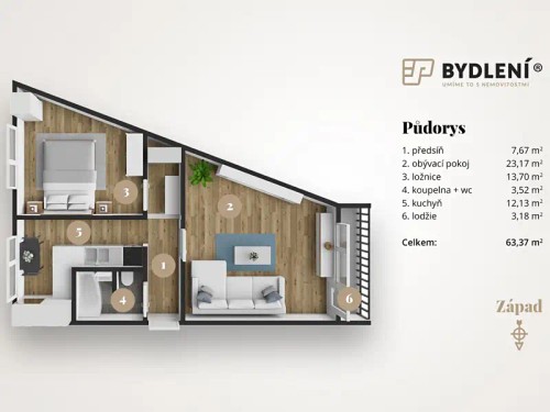 Prodej bytu 2+1 62 m²