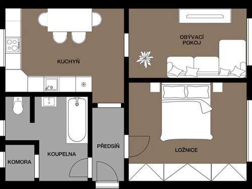 Prodaný byt 2+1 57 m²