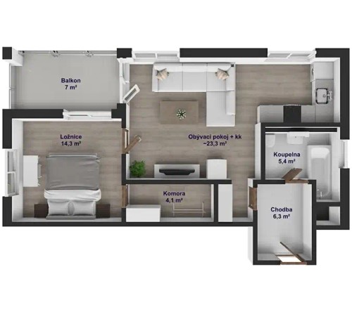 Prodej bytu 2+kk 55 m²