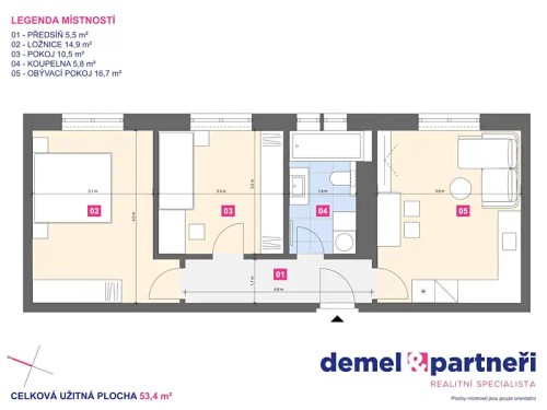 Prodej bytu 3+kk 53 m²