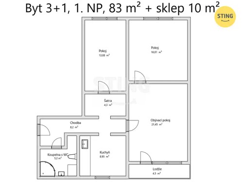 Prodej bytu 3+1 78 m²