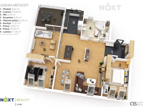 Prodaný  byt 4+kk 163 m²