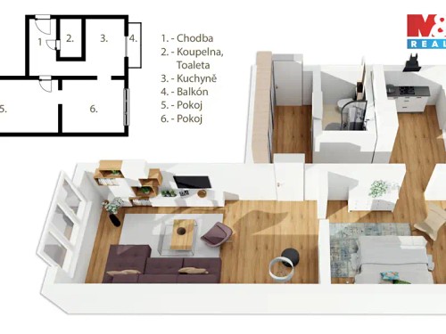 Prodaný byt 2+1 51 m²