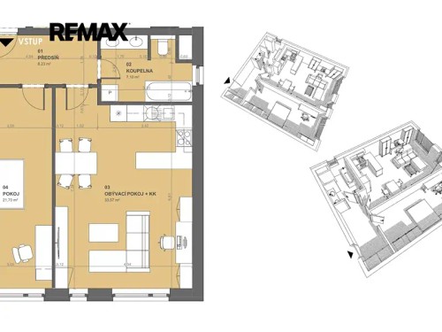 Prodaný  byt 2+kk 77 m²