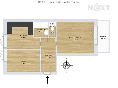 Prodej bytu 2+1 59 m²