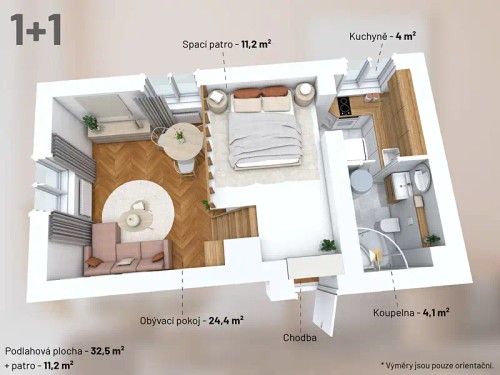 Prodaný byt 1+1 44 m²