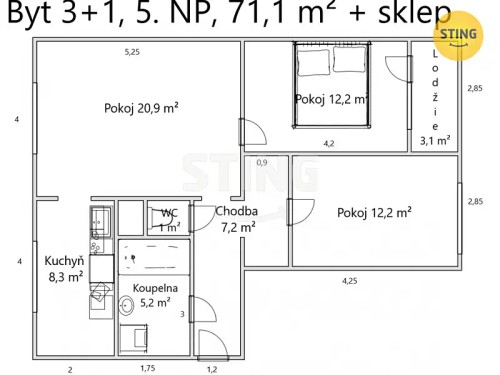 Prodej bytu 3+kk 69 m²