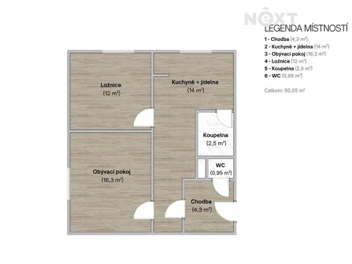 Prodaný byt 2+1 50 m²