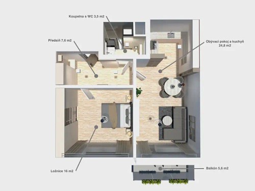 Prodaný byt 2+kk 55 m²