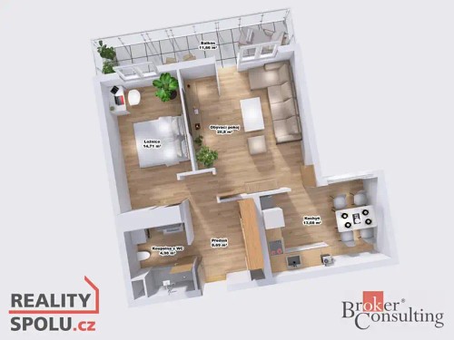 Prodaný byt 2+1 62 m²