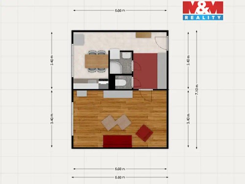 Prodaný byt 1+1 39 m²