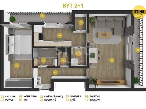 Prodaný byt 2+1 51 m²