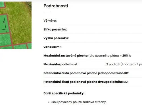 Prodej stavebního pozemku 1097 m²