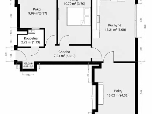 Prodaný  byt 3+1 69 m²
