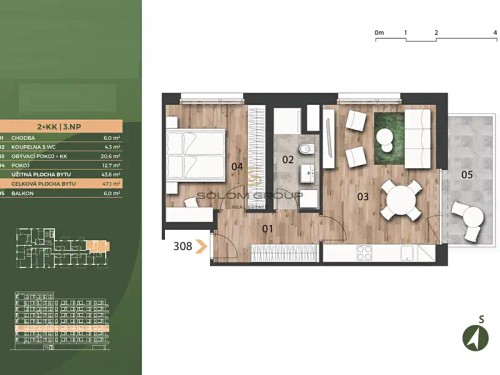 Prodaný byt 2+kk 47 m²