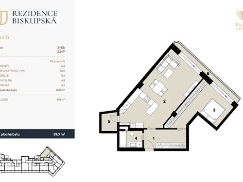 Prodej bytu 2+kk 74 m²