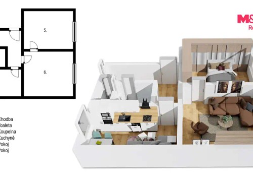 Prodej bytu 2+1 57 m²