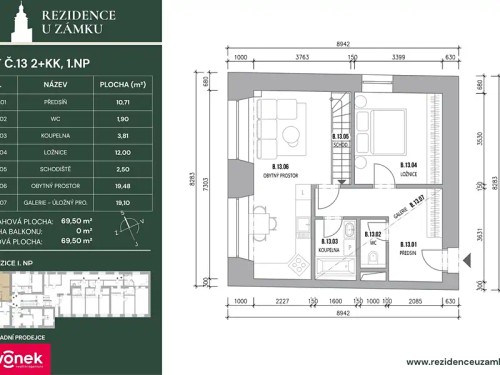 Prodej bytu 2+kk 70 m²