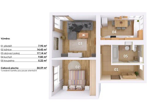 Prodaný  byt 2+1 56 m²