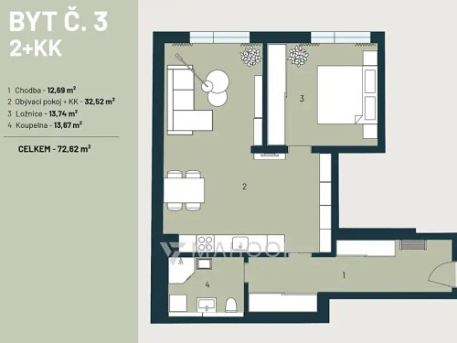 Prodej bytu 2+kk 64 m²