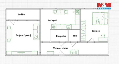 Prodaný byt 2+1 55 m²
