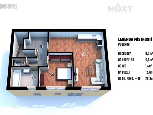 Prodej bytu 2+kk 56 m²