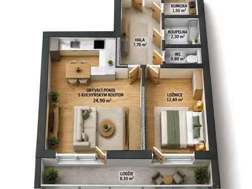Prodej bytu 2+kk 51 m²