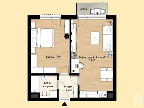 Prodaný byt 2+kk 53 m²