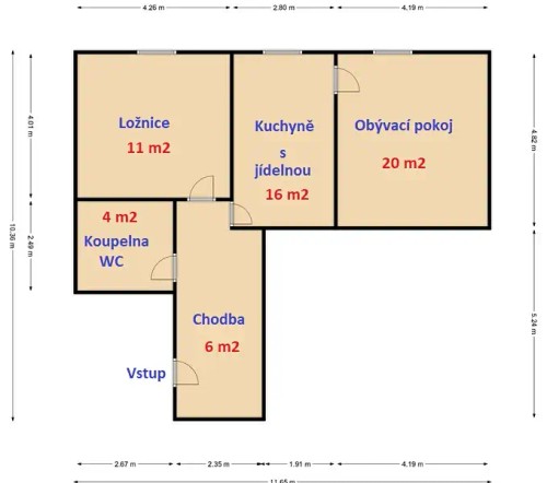 Prodaný byt 2+1 56 m²
