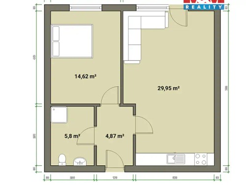 Prodaný byt 2+kk 55 m²