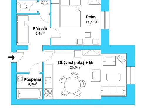 Prodej bytu 2+kk 45 m²
