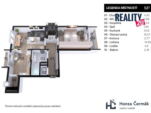 Prodej bytu 2+1 58 m²