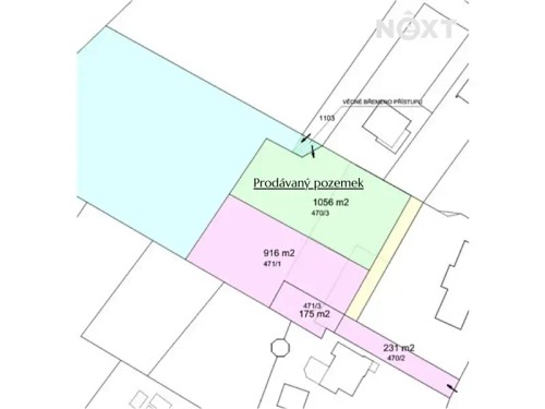 Prodej stavebního pozemku 1056 m²