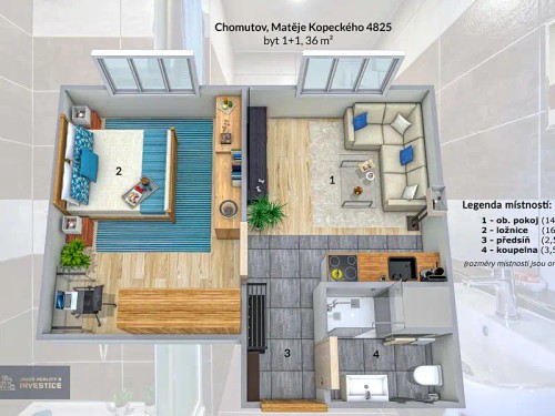 Prodaný byt 1+1 35 m²