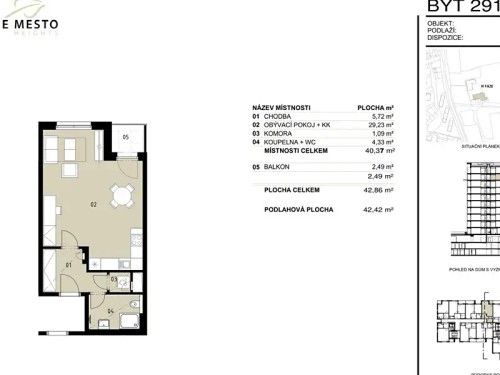 Prodej bytu 1+kk 45 m²