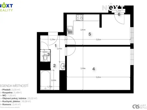 Prodaný byt 2+kk 52 m²