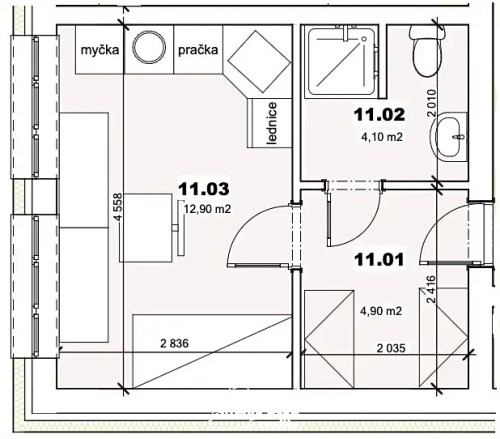 Prodaný  byt 1+kk 22 m²