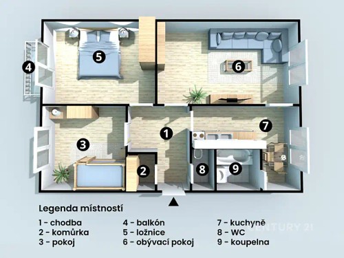 Prodej bytu 3+1 73 m²