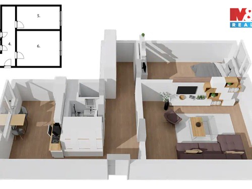 Prodaný  byt 2+1 55 m²