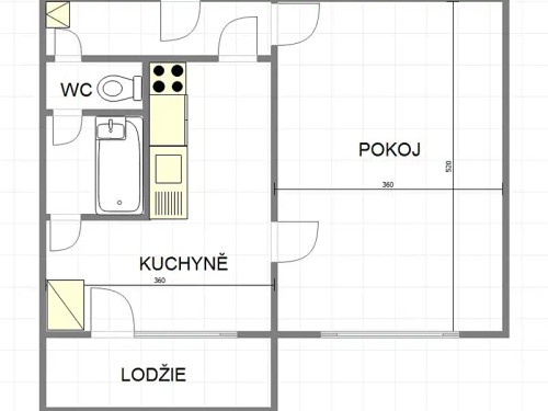 Prodaný byt 1+1 43 m²