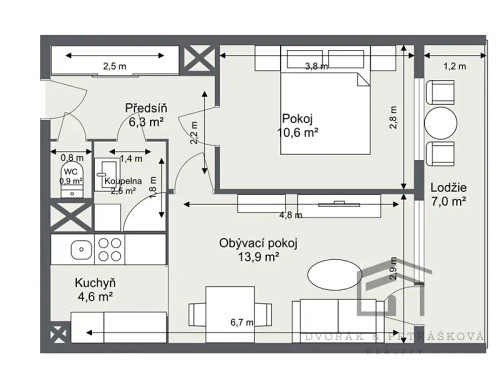Prodaný byt 2+kk 39 m²