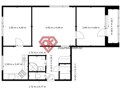 Prodej bytu 3+1 71 m²