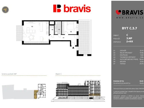 Prodaný byt 2+kk 73 m²